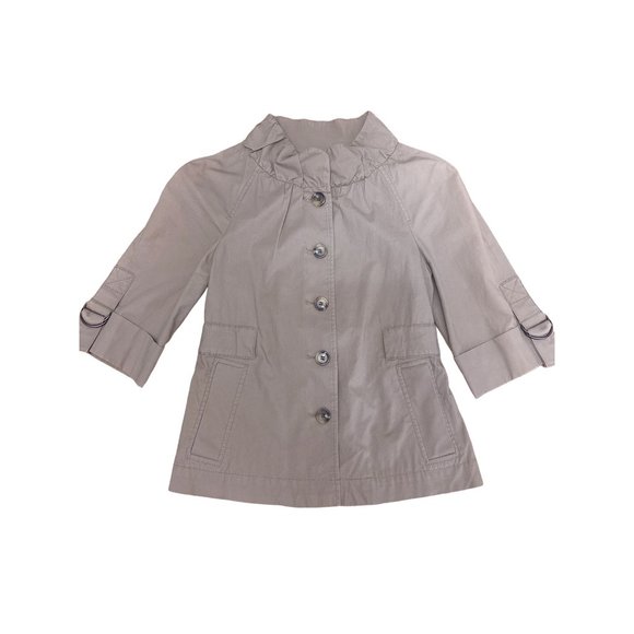 Ann Taylor LOFT Cotton Spandex Khaki Brown Casual Jacket Size 0 - Picture 8 of 14